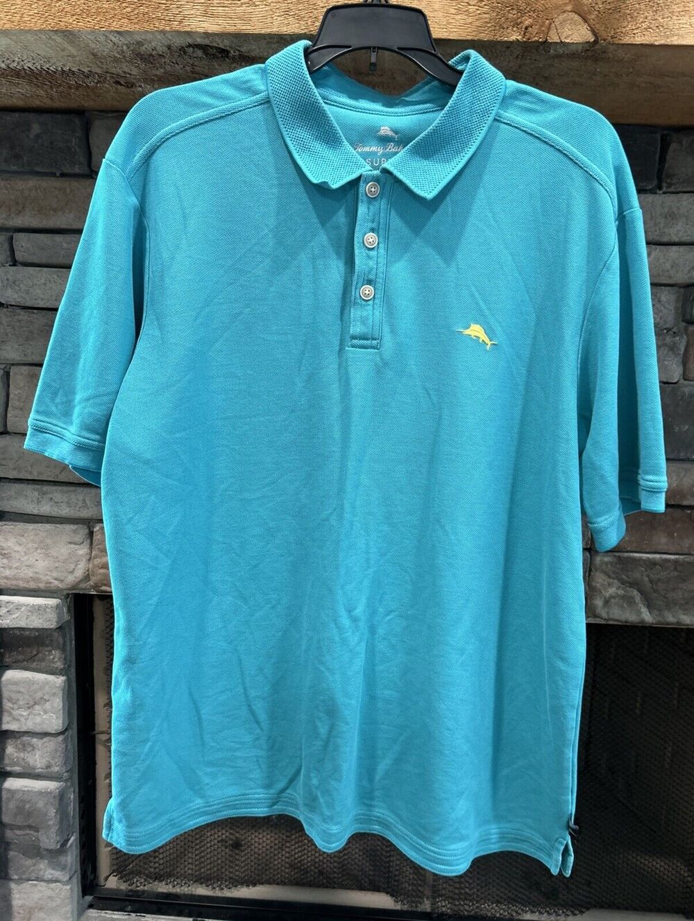 Men’s TOMMY BAHAMA Green Supima Short Sleeve Polo Shirt Size L *B1